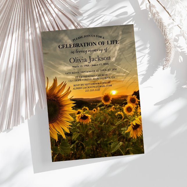 Invitation Coucher de soleil & Tournesols | En souvenir affec (Créateur téléchargé)