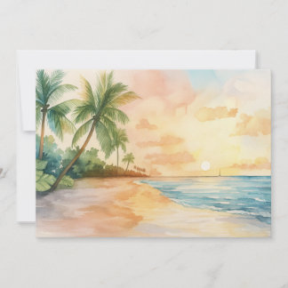 Invitation Coucher de soleil tropical à l'aquarelle