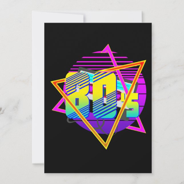 Invitation Coucher de soleil vintage rétro 80's (Devant)