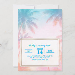 Invitation Coucher de soleil vintage sur la plage Palmiers Pa