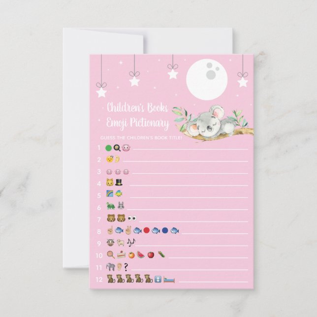 Invitation Coucher Koala Baby shower jeu Emoji Pictionary I (Devant)