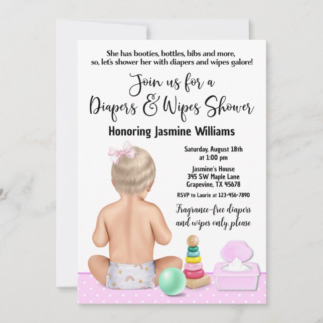 Invitation Couches et lingettes Baby Shower (Devant)