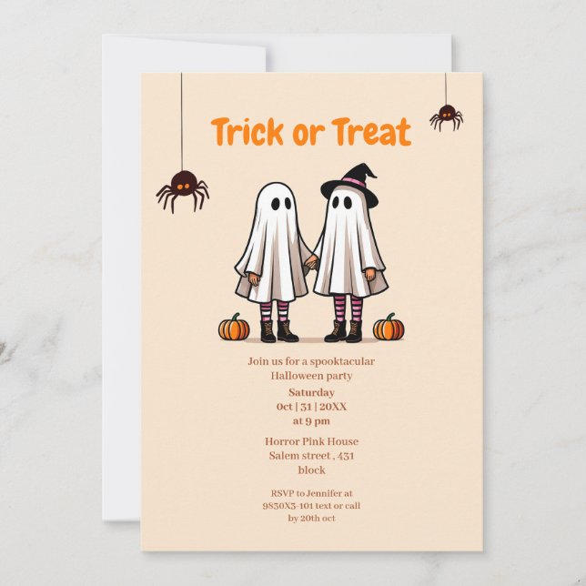 Invitation Coucou Ghosts Trick ou Treat Halloween Party (Devant)
