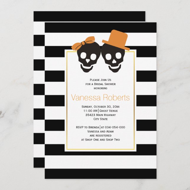 Invitation Coude crâne mariage douche nuptiale Halloween (Devant / Derrière)