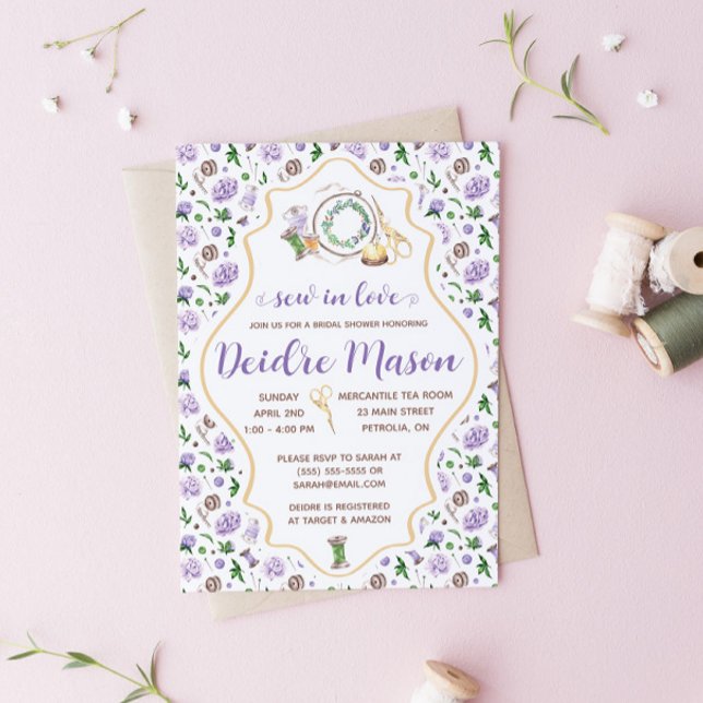 Invitation Coudre dans l'amour ! Broderie, douche de mariée f (Créateur téléchargé)