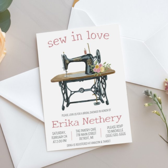 Invitation Coudre dans l'amour, Retrouvailles de mariage Mach (Créateur téléchargé)