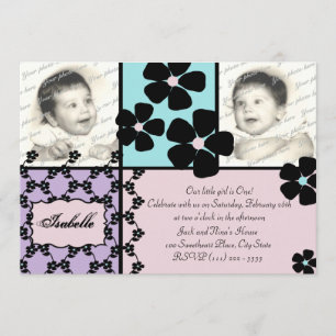 Invitation Couette bébé et fleurs