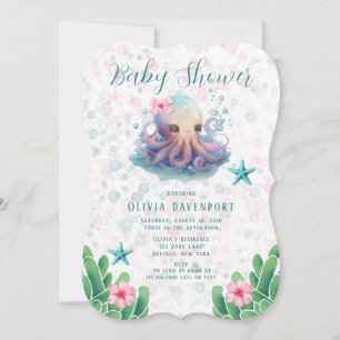 Invitation Couleur Aquarelle Cute Octopus Avec Baby shower Bu