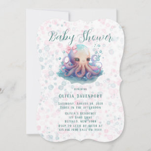 Invitation Couleur Aquarelle Cute Octopus Avec Baby shower Bu