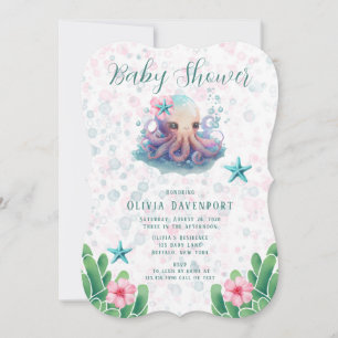 Invitation Couleur Aquarelle Cute Octopus Avec Baby shower Bu