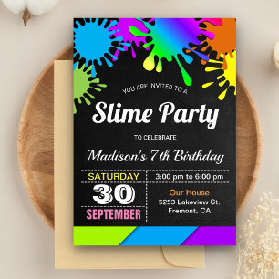 Invitation Couleur arc-en-ciel Slime fête d'anniversaire