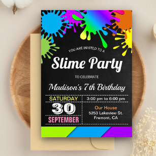 Invitation Couleur arc-en-ciel Slime fête d'anniversaire