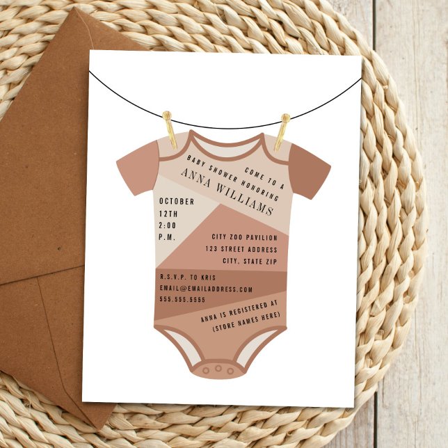 Invitation Couleur Bloc de couleur Bodysuit Baby shower de li (Créateur téléchargé)