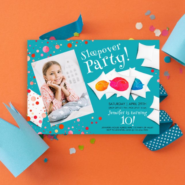 Invitation Couleur Chats Dormir Stwood Slepov Party Photo (Créateur téléchargé)