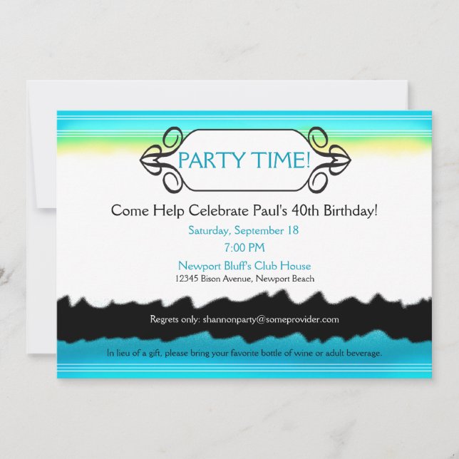 Invitation Couleur Cool et contemporaine (Devant)