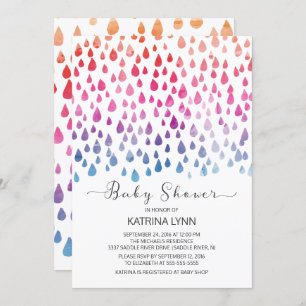 Invitation Couleur d'aquarelle Raindrop Baby shower neutre