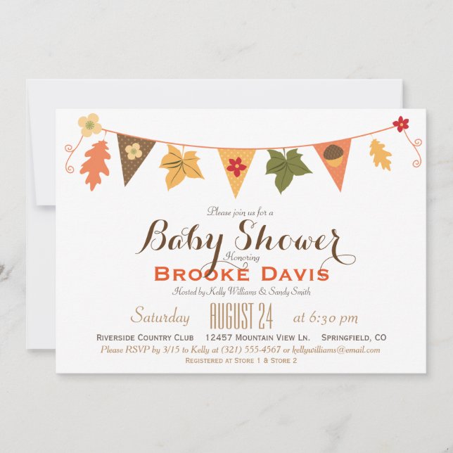 Invitation Couleur d'automne Feuille Baby shower de drapeau (Devant)