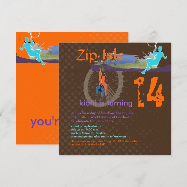 Invitation Couleur de fond de la ligne zip PixDezines/DIY (Devant / Derrière)