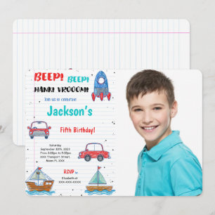 Invitation Couleur de l'eau Transport photo d'anniversaire