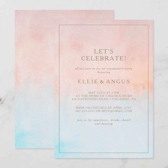 Invitation Couleur de soleil d'été Fêtons notre fête (Devant / Derrière)