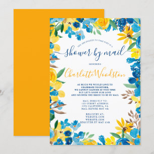 Invitation Couleur de soleil en gras fleurie nuptiale douche 