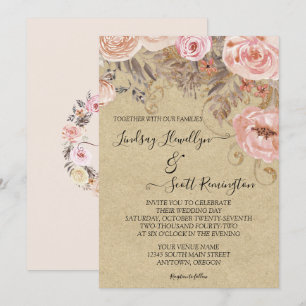 Invitation Couleur d'eau de couleur rose pâle de l'automne Go