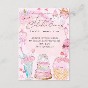 Invitation Couleur d'eau de fête douce Fille anniversaire