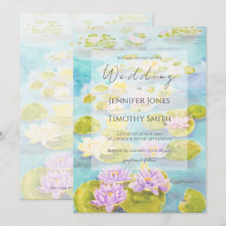 Invitation couleur d'eau de l'étang nénuphar rose violet