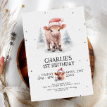 Invitation Couleur d'eau douce Highland Cow Kids hiver Annive<br><div class="desc">Jolie aquarelle Highland Cow Kids hiver Anniversaire Invitation</div>