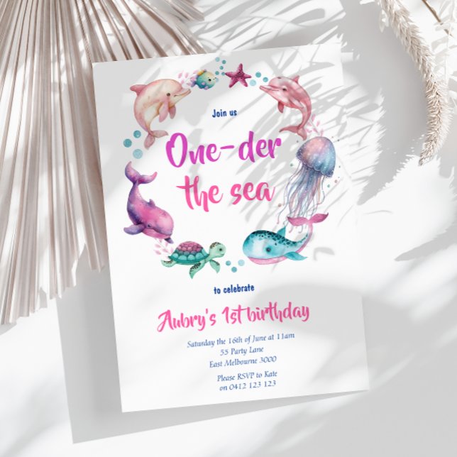 Invitation Couleur d'eau douce One der The Sea 1er anniversai (Créateur téléchargé)