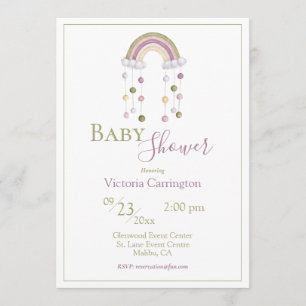 Invitation Couleur d'eau douce Rainbow Baby shower simple
