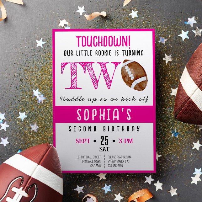 Invitation Couleur d'eau douce Rookie Football Girl 2e annive (Créateur téléchargé)