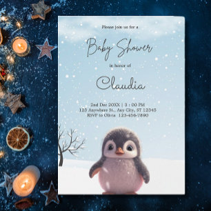 Invitation Couleur d'eau du Baby shower de neige d'hiver de P