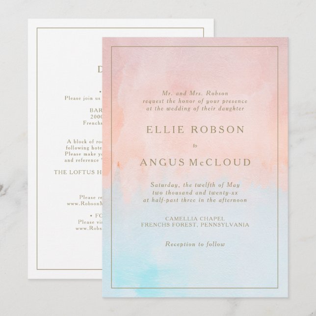 Invitation Couleur d'eau du coucher de soleil d'été tout en u (Devant / Derrière)