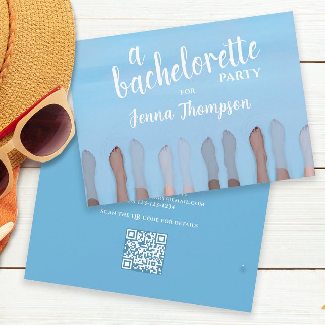 Invitation Couleur d'eau du Spa QR de la partie Bachelorette (Créateur téléchargé)