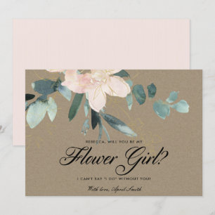 INVITATION COULEUR D'EAU FLORALE BLANC RUSTIQUE ÊTRE MA FILLE