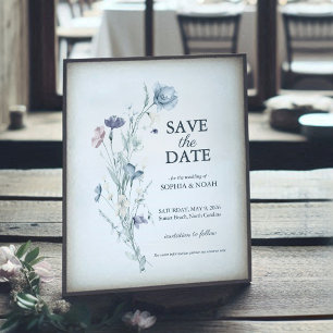 Invitation Couleur d'eau florale romantique Enregistrer la ca