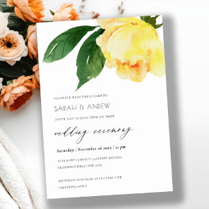 INVITATION COULEUR D'EAU JAUNE CHAUDE MARIAGE FLORAL