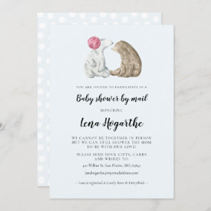 Invitation Couleur d'eau mignonne ours Baby shower par courri