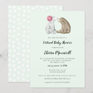 Invitation Couleur d'eau mignonne ours Baby shower virtuel