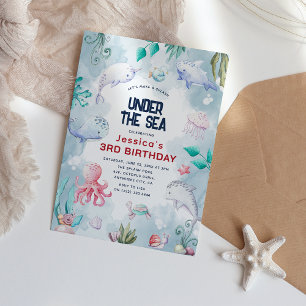 Invitation Couleur d'eau mignonne pour les enfants sous la me