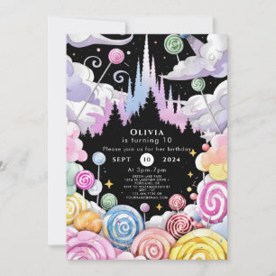 Invitation Couleur d'eau personnalisée Candyland Anniversaire