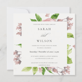 INVITATION COULEUR D'EAU ROMANTIQUE ROSE ROSE FIANÇAILLES FLO