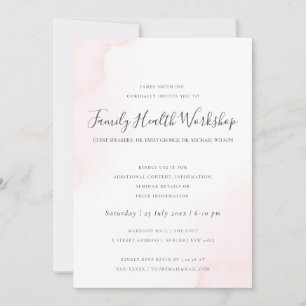 INVITATION COULEUR D'EAU ROSE BLANC ÉVÉNEMENT D'ATELIER BRUSH