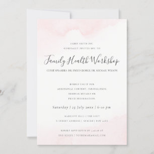 INVITATION COULEUR D'EAU ROSE BLANC ÉVÉNEMENT D'ATELIER BRUSH