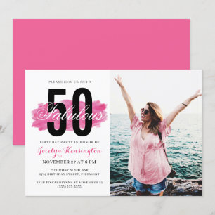 Invitation Couleur d'eau rose chaud mignonne 50e anniversaire