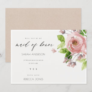 INVITATION COULEUR D'EAU ROSE DOUCE ROSE FLORALE MAIN D'HONNE