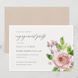 INVITATION COULEUR D'EAU ROSE DOUX ROSE FIANÇAILLES FLORAL