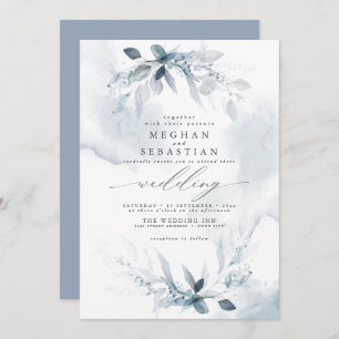 Invitation Couleur d'eau rustique mariage Coussin de feuillag