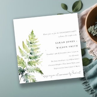 INVITATION COULEUR D'EAU VERT OR FERN FOLIAGE FIANÇAILLES